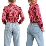 House of Harlow 1960 | S | Shades of Pink Floral Satiny Cropped Button Up Blouse Photo 2