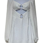 Revolve Rumer White Swiss Dot Gypsy A Line Mini Dress Cutouts Long Sleeve NWT White Photo 0