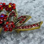 Flower Bouquet Brooch Pin Women Gold Tone Shade of Pink Rhinestone Cluster Photo 8