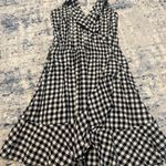 EXPRESS Gingham Black and White Ruffle Mini Dress Photo 1