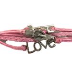 Light Pink Love Silver Tone Multi Strand String Charm Bracelet Pink Photo 1