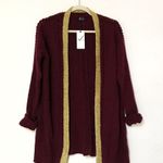 Oversized Braided Contrast Knit Sweater Cardigan Multiple Photo 2