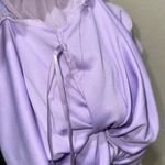 Purple Mesh Long Sleeve Ruched Bodycon Dress Size L Photo 5