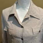 St. John  Sport Women's Large Linen Natural Beige‎ Button Down Pocket Front Shirt Photo 3