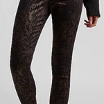 EXPRESS Black & Gold Foil Snakeskin Print Skinny Jeans Photo 0
