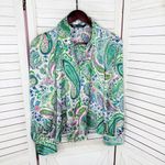 ZARA  Paisley Satin Button Up Blouse White Multi Small Photo 6