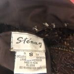 Vintage 100% silk gold beaded sequined brown blazer long sleeves blouse Sz S Photo 10