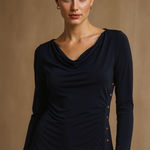 Michael Kors Black Long Sleeve Top with Button Accents Photo 0