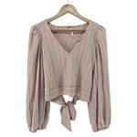 Free People  Women's Autumn Nights Stripe Blouson Wrap Top Orchid Rain‎ Small Photo 2