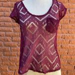 Anthropologie  kimchi blue size small cranberry lace top Photo 0