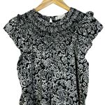 Loft Floral Mini Dress Womens LP Green Ruffle Smocked Cottagecore Boho Prairie Photo 3