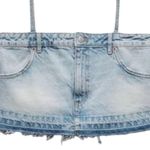 ZARA TRF DENIM SKIRT EFFECT CROP JEAN TOP Sz XL Photo 1