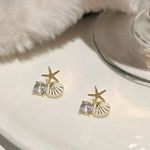 Starfish Shell Earrings Gold Photo 0