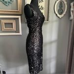 French Connection  Sequin Midi Dress in Black Hologram Photo 5