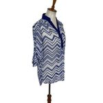 Takara  Womens Blouse Small Blue White Top Printed Boho Workwear Chic Photo 1