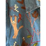 Tantrums Womens Shirt Sz XL Blue Denim LS Button Up Embroidered Monkey Boho Photo 1