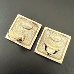 Givenchy Vintage Silver Tone Classic Logo Square Runway Statement Earrings Photo 11