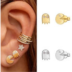 Boutique 14k White Gold Filled Pac-Man Mismatch Earrings Photo 7