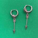 A Pair Titanium Steel Arrow Dangle Drop Earrings for Men Women,Punk Hip Hop Silver Photo 0