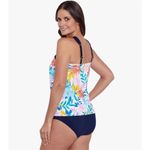 Shapesolver colorful tropical flower high neck tankini top Blue Size 16 Photo 1
