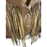 NWT Sadie & Sage Brown Faux Leather Fringe Vest | Western Boho Size Small Photo 2