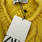 ZARA NWT Pom Pom Knit Yellow Cropped Sweater Sz S Photo 6