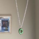 Handmade retro vintage chic whimsical style quality Czech glass bead simple necklace💚 Photo 3