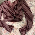 Band of Gypsies  Burgundy and ivory Wrap style Top size M Photo 7