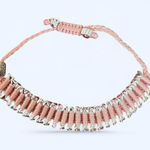 Heart You Back pink dog bone bracelet with silver bones and paws Photo 0