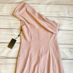 Adrianna Papell Metallic Knit One Shoulder Column Gown in Blush Pink Size 4 NWT Photo 10