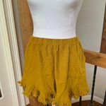 Umgee  mustard yellow shorts L elastic ruffle fringe boutique boho flowy summer Photo 0