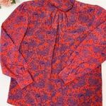 Oscar de la Renta Red-Blue Paisley Blouse Photo 3