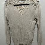 LC Lauren Conrad Cream Lace V-Neck Sweater Size Small Photo 0