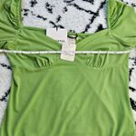Free People Glamorous Long Sleeve Sweetheart Neck Bodysuit Green Sz M Photo 11