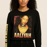 Aaliyah Long Sleeve Graphic Tee One in a Million Black T Photo 0
