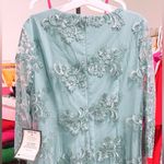 Alex Evenings mesh vintage TEAL lace sleeve Embroidered Mock Jacket Dress Photo 4