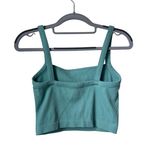 None Blue Ribbed Crop Top - Large Photo 1