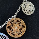 Floral Cutout Disc Charm Necklace Earrings Set Gold Photo 1