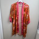 SCHWEITZER LINEN Burnout Silk Robe Orange Pink Lingerie Nighty Honeymoon Size 0 Photo 9