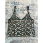 American Eagle  Antique Blue Green Floral V Neck Crop Top Medium Photo 1