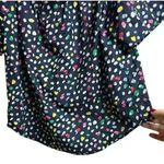 J.Crew Navy Blue Multi Confetti Ratti Happy Cat Print Off the Shoulder Top 8 Photo 4