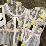 VS FOR LOVE & LEMONS Daisy Embroidered Corset Bustier XXS Neon Pink Garter FW22 Photo 8