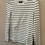 Jones New York JNY Women's White Black & Gold Striped Long Sleeve Top Photo 2