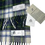 Heritage Tartan Merino Wool Scarf Green Blue Bronte by Moon British Photo 6