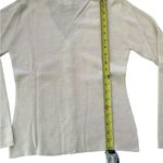 Bloomingdales  scalloped virgin wool classic cardigan sweater ivory sz medium Photo 5