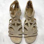 Donald Pliner Sundance Donald J Pliner Delite Metallic Suede Leather Gladiator Wedge Sandals 8 Photo 4