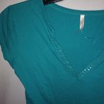 Rue 21  S Turquoise Cute V-Neck T-Shirt Top Photo 1