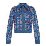 $805 NWT Manoush Sequined Denim Jacket US 6 Women's Blue Photo 2