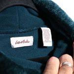 VTG‎ Le Moda Teal Fleece Poncho Cape with Faux Fur Collar Winter Warm Cozy Shawl Green Size L Photo 2