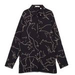 Aritzia  Babaton Kearney fox print oversized button down black white blouse Photo 0